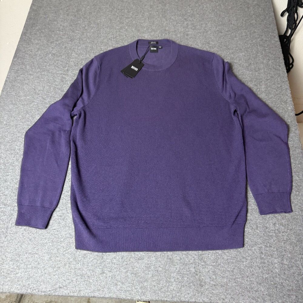BOSS Hugo Boss Regular Fit Cotton Wool Crewneck Sweater XL Dark Purple